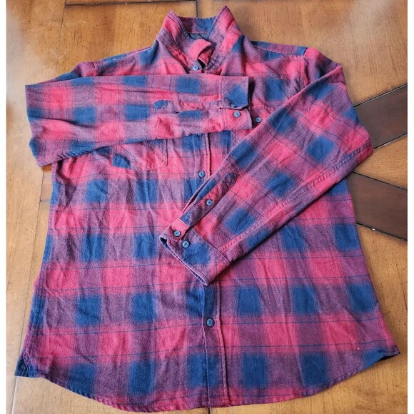 Burnside Flannel Long Sleeve Button Down Plaid Men Shirt Size M - Picture 9 of 12